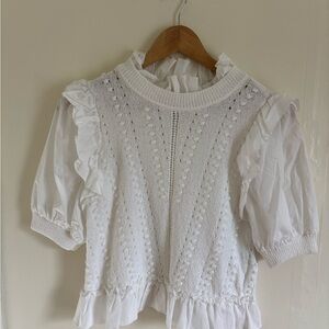 INC International Concepts White Ruffle Top